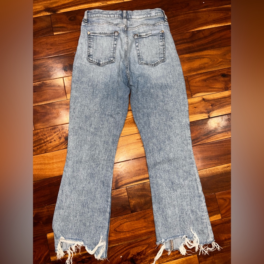 7 For All Mankind Distressed High Waist Slim Kick Raw Hem Women's Jeans 26 - Picture 5 of 5